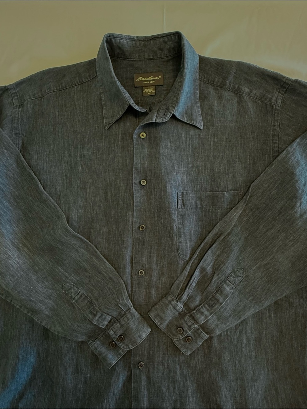 Eddie Bauer Men's Long-Sleeve Button-Up Shirt - Deep Indigo Blue